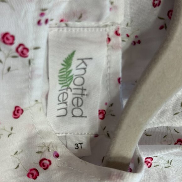 Knotted Fern 2-Piece linen Pinafore & Floral Blouse Set – Size 3T - Picture 10 of 11